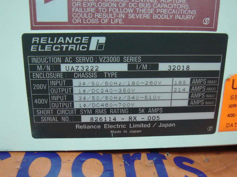 RELIANCE VZ3000 SERIES DIGITAL AC SERVO CONTROL UAZ3222 PLC DCS SERVO
